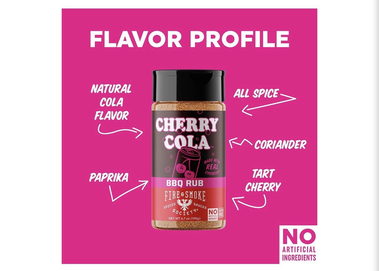 Fire & Smoke Society 🍒 Cherry Cola🥤BBQ Rub 🥩 | 6.7 oz | Seasoning for Smoking