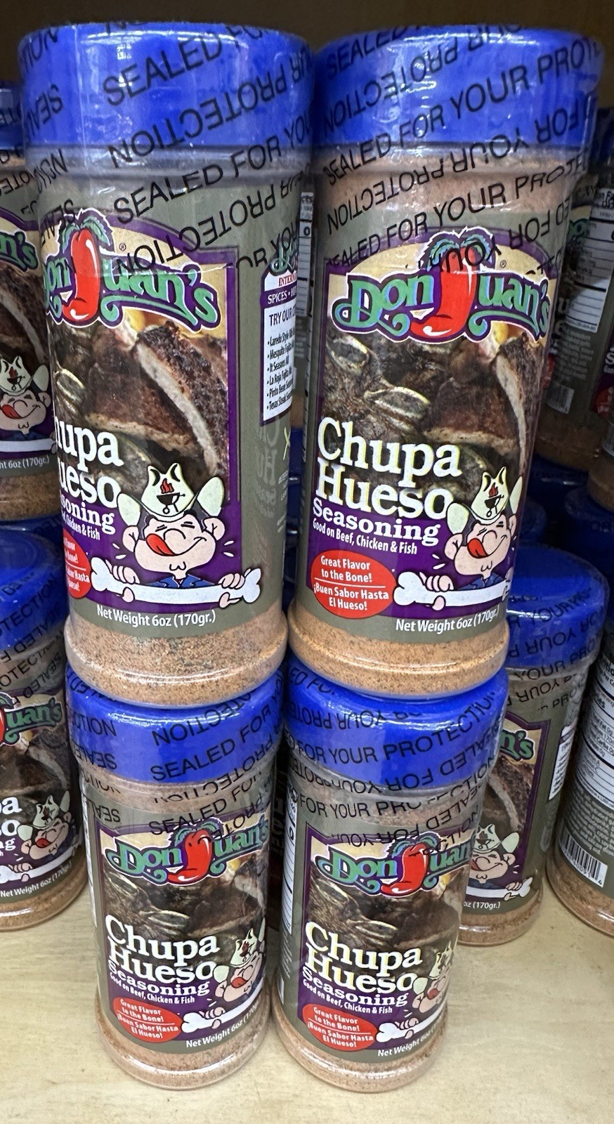 4X 6 OZ Chupa Hueso Seasoning Bottles by Don Juan’s for Meats Chicken Lamb Fish