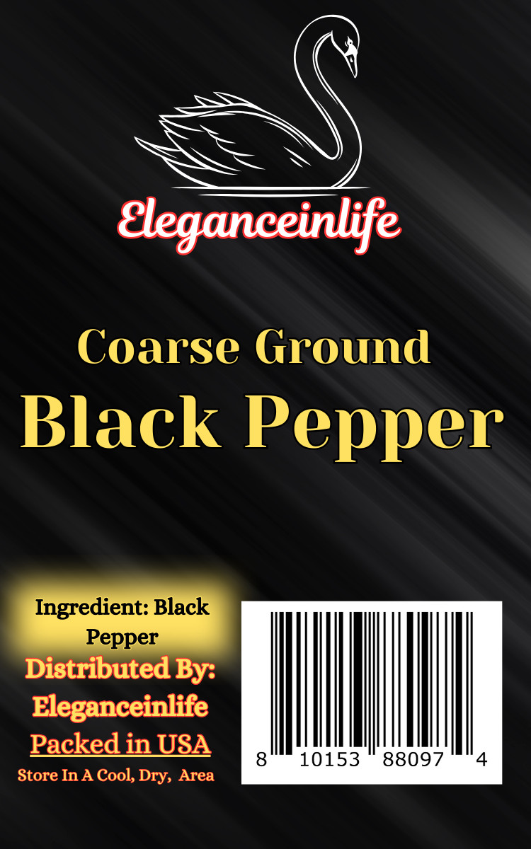 Eleganceinlife Coarse Ground Black Pepper, 12.7 oz (360g) – Packed in USA