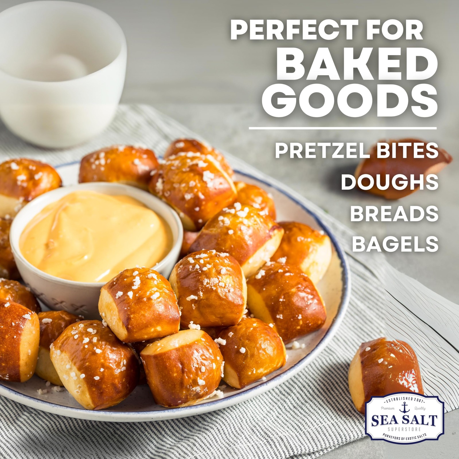 Pretzel Coarse Sea Salt for Soft Pretzels, Heat Resistant Bagel and Soft Pret…