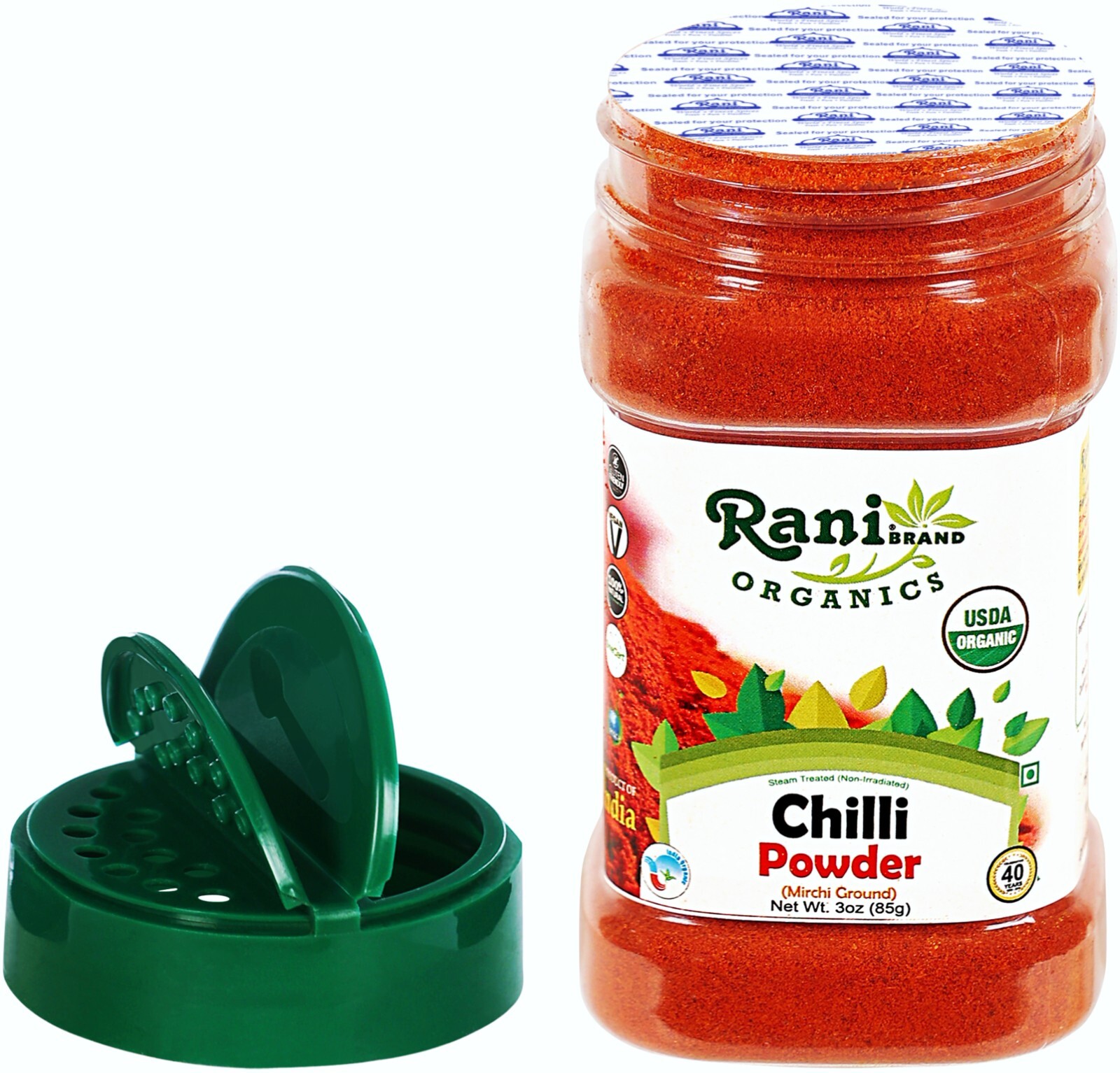 Rani Organic Chilli Powder (Mirchi Ground) 3oz (85g) PET Jar