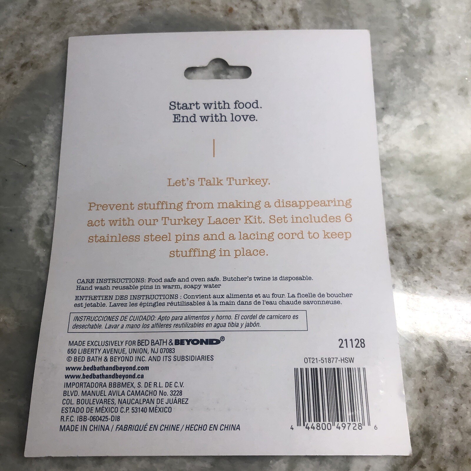 Bed Bath & Beyond Our Table Turkey Lacer Kit. 6 Stainless Steel Pins/Lacing Cord