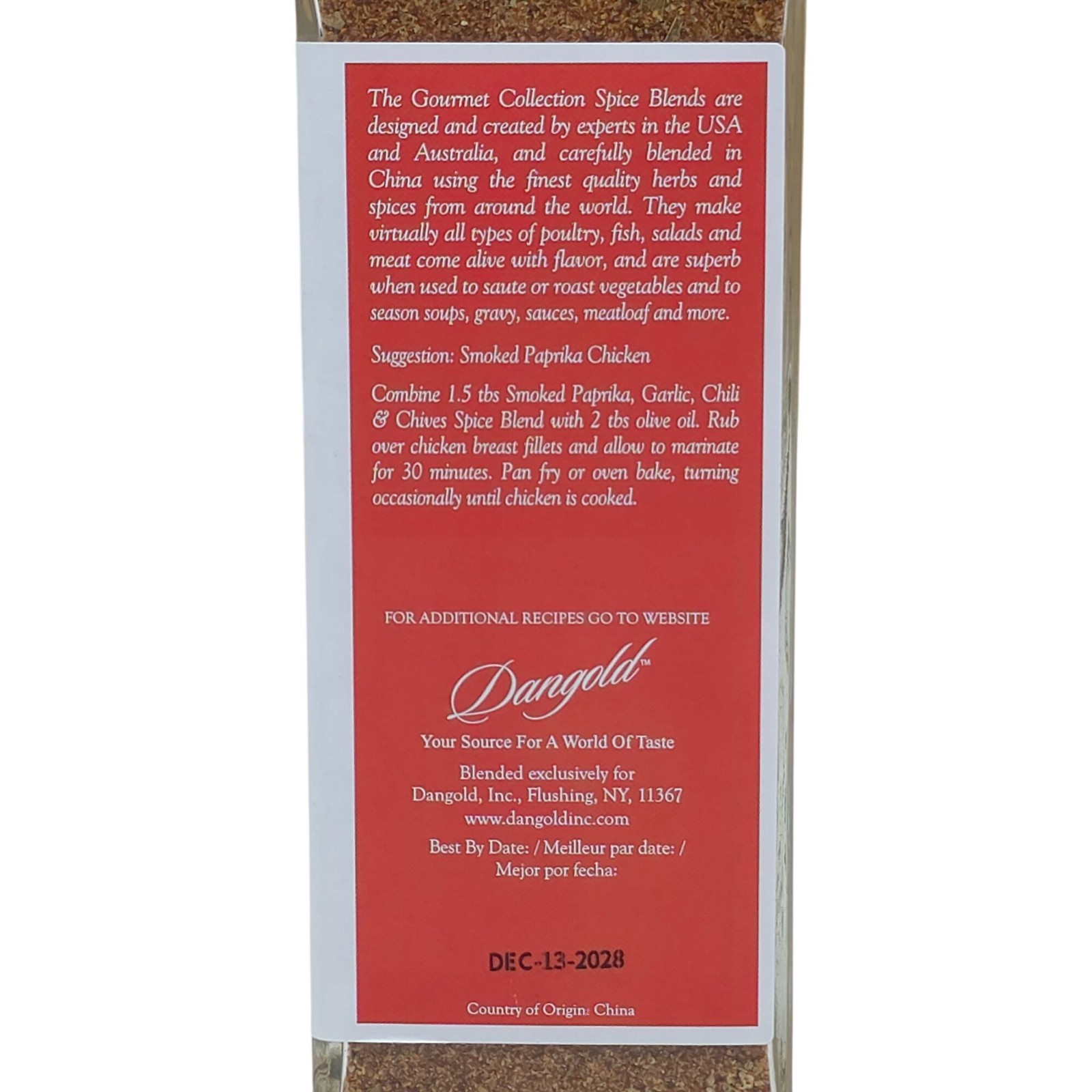 Dangold Gourmet Collection Smoked Paprika Garlic Chili & Chives 6.35oz Glass Jar