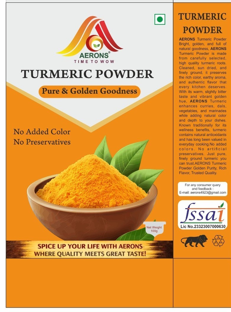 AERONS TURMERIC POWDER NATURAL, FRESH, ORGANIC NO ADDITIVES FREE SHIPPING