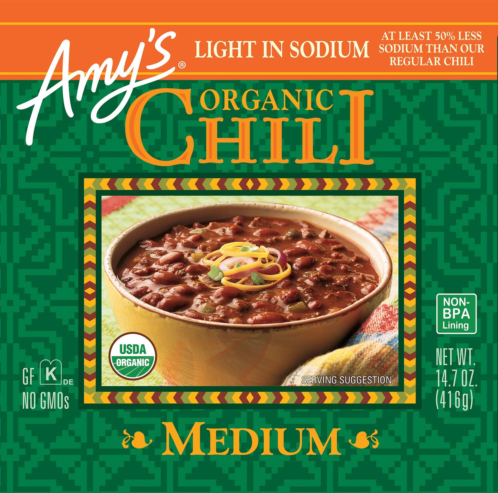 Amy’s Organic Low Sodium Medium Chili, 14.7 OZ Ounce (Pack of 1)