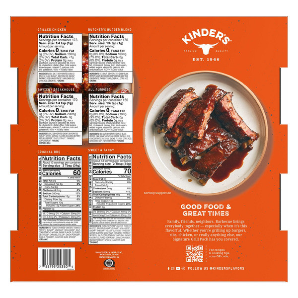 2 PACK Kinder’s Grill Pack Organic Seasoning & Sauce Set, 6-Pack, Total 54.4 oz