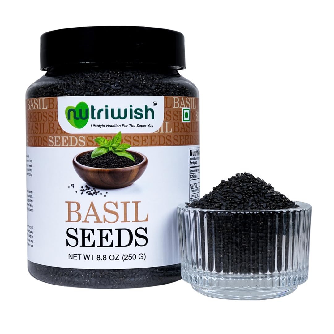 Nutriwish Basil Seeds (Sabja/Tukmaria), 250 g | 100% Natural, 8.8 oz (250 g)