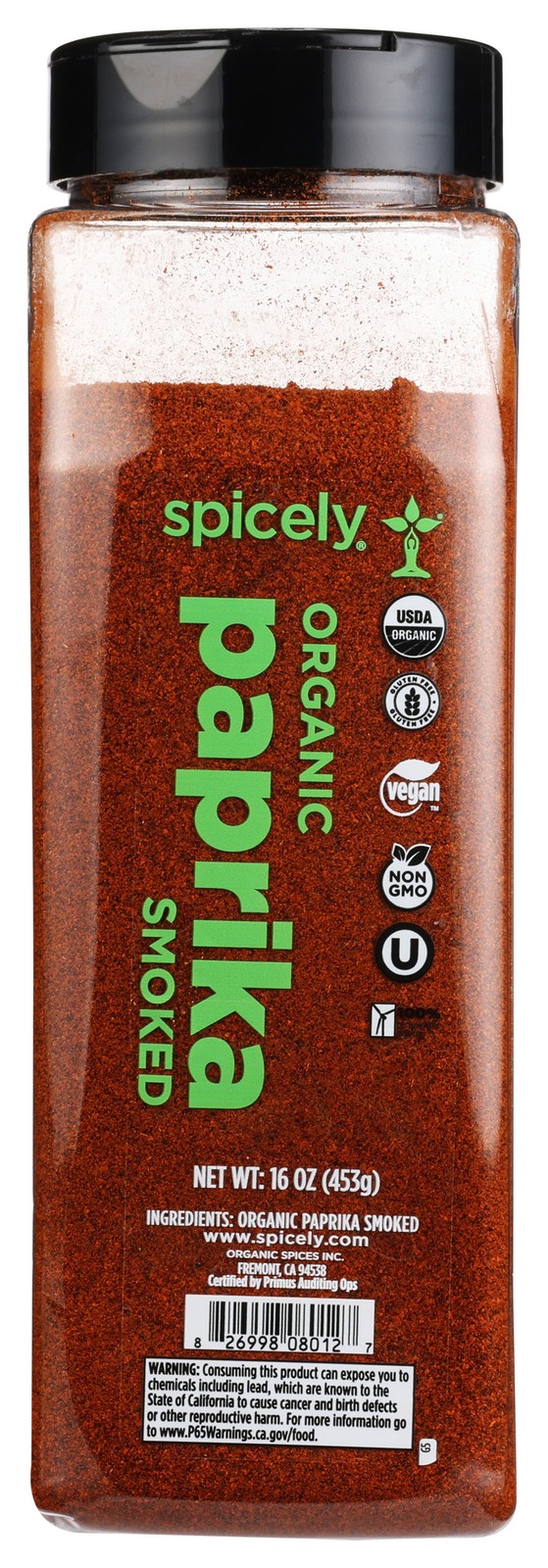 Organic Smoked Paprika Ground Spicely 16 Oz Spice 2 Pack