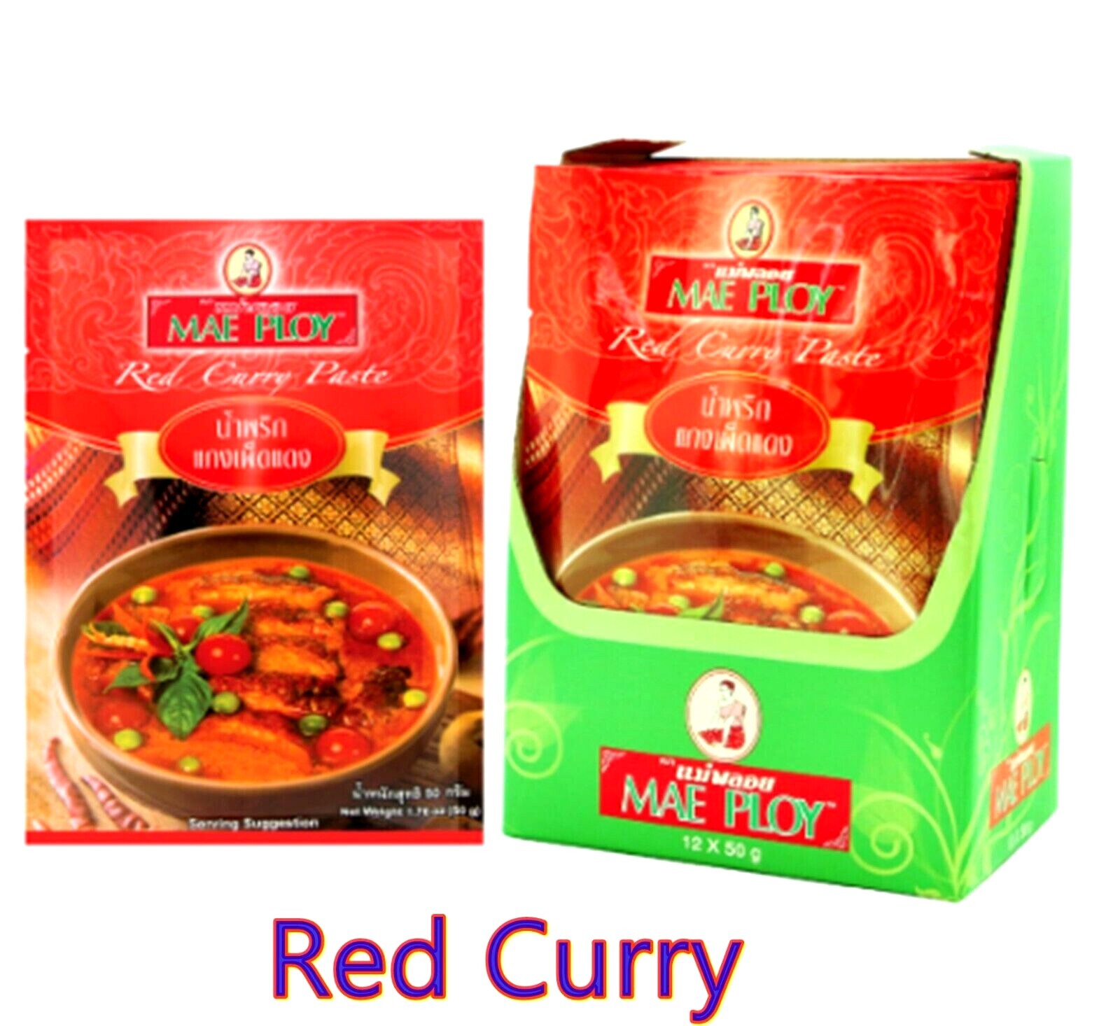 Ploy Mae Thai Paste Curry Colors No Msg Preservative Food Mix Package 50g X 6pcs
