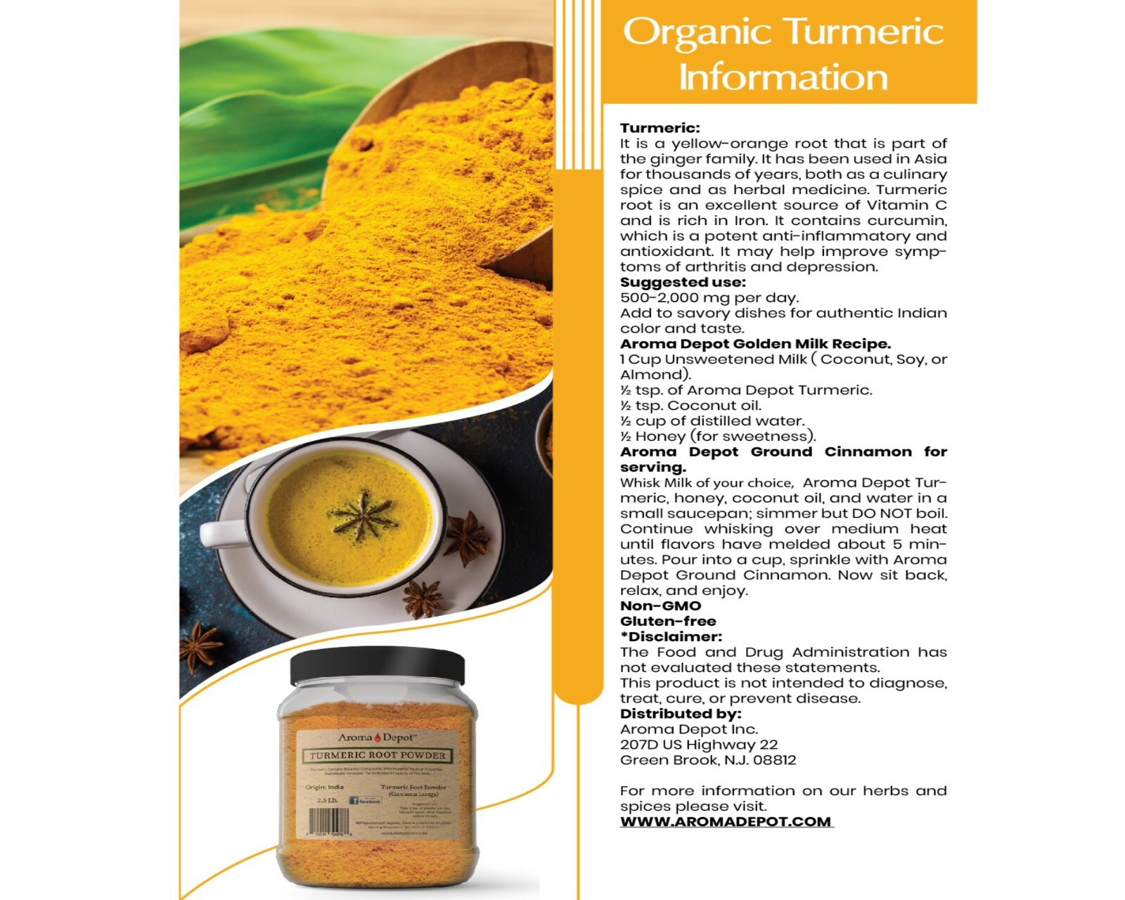 Turmeric Root Powder 3 lbs. (x3 Individual -1lb) 100% Raw Curcuma longa Tumeric