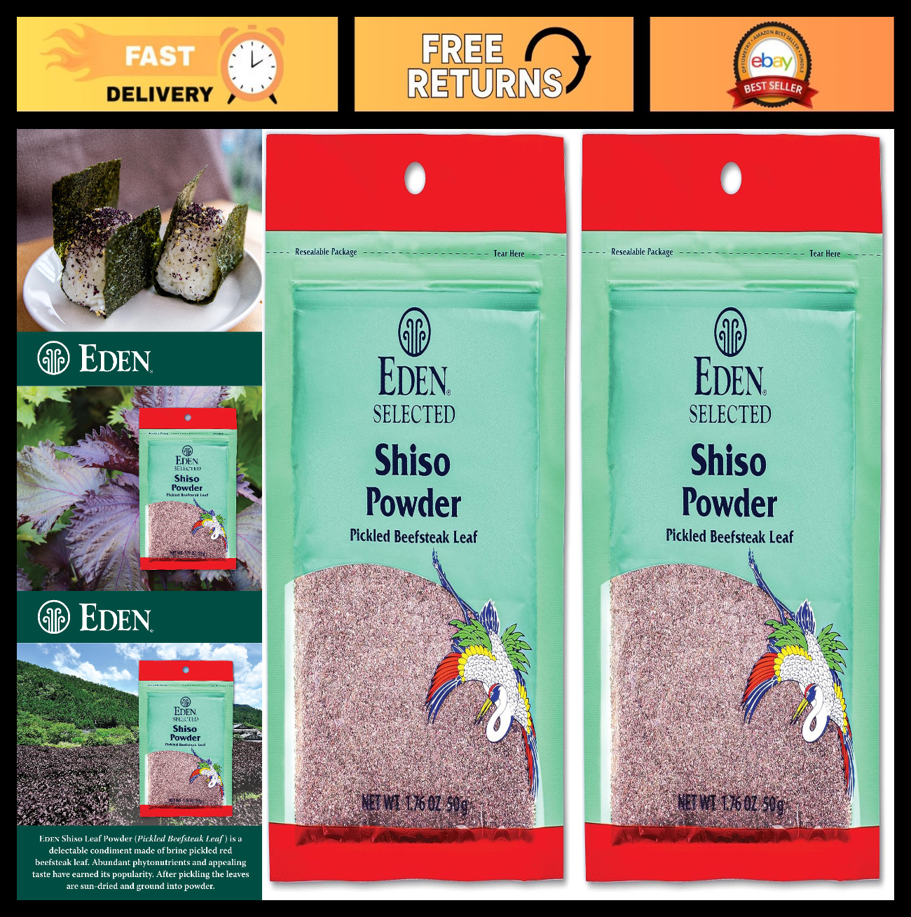 Shiso Leaf Powder – Japanese Pickled Beefsteak Leaf, 1.76 oz (Pack of 2)