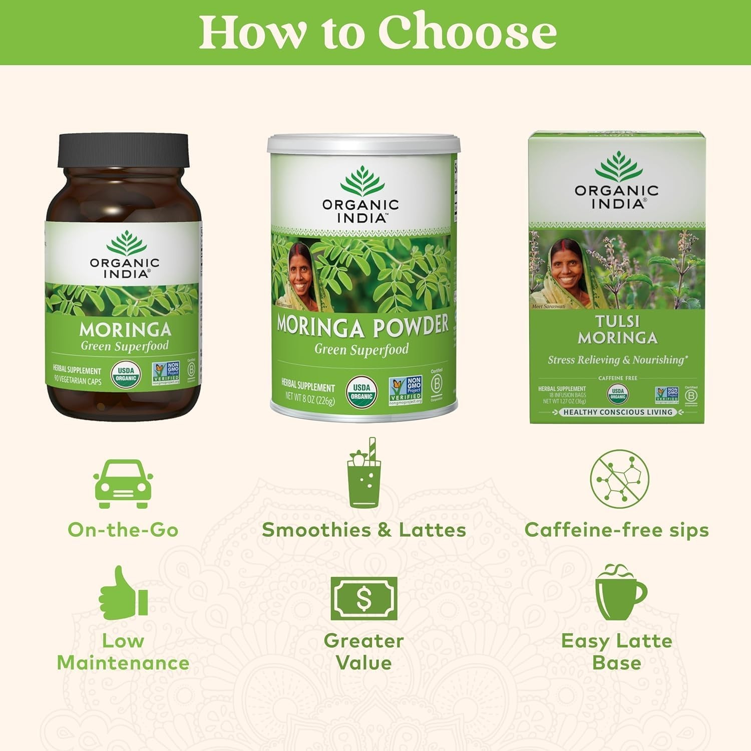 ORGANIC INDIA Moringa Powder – Moringa Oleifera Leaf Herbal Supplement, Green Su