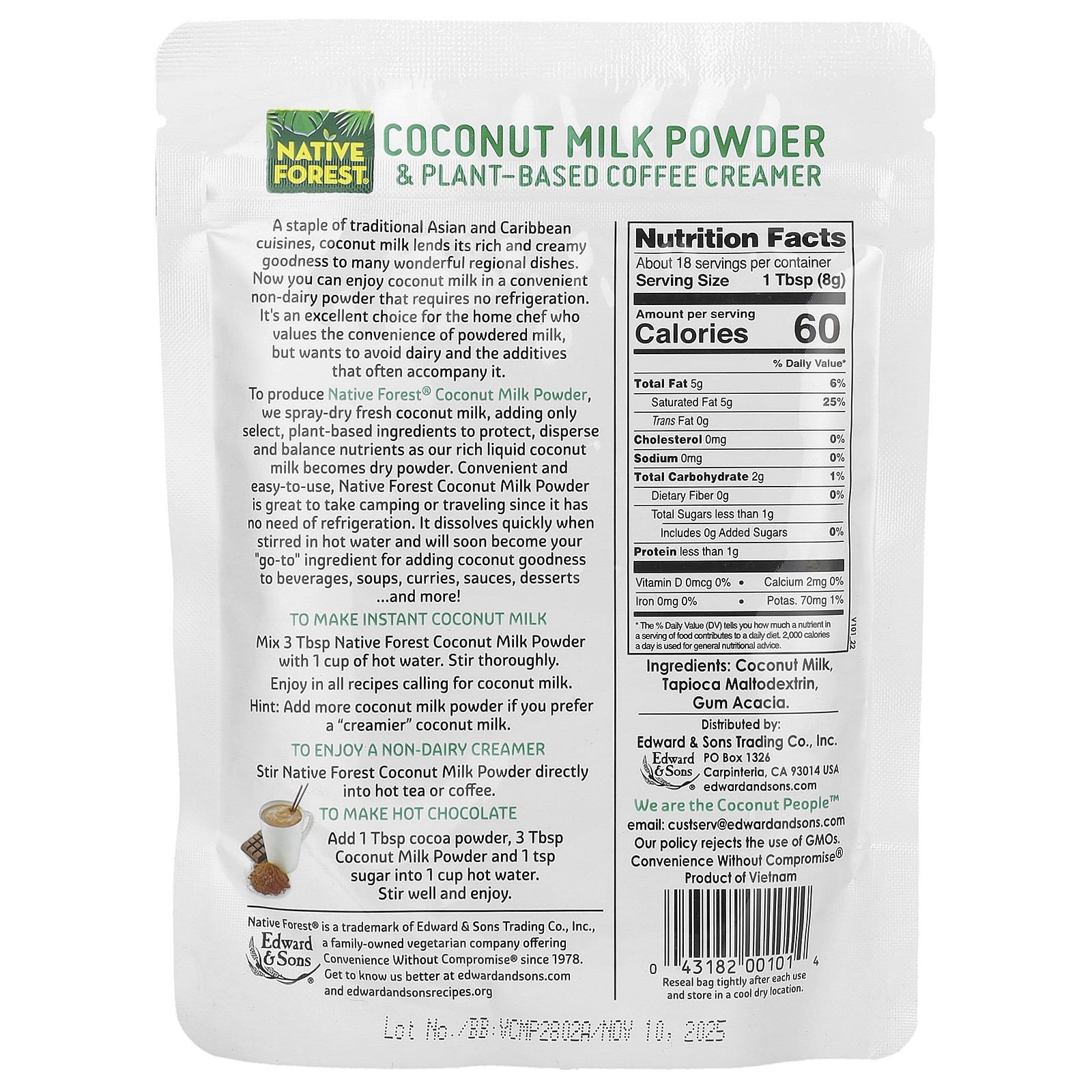 Native Forest®, Plant-Based Coconut Milk Powder, 5.25 oz (150 g)