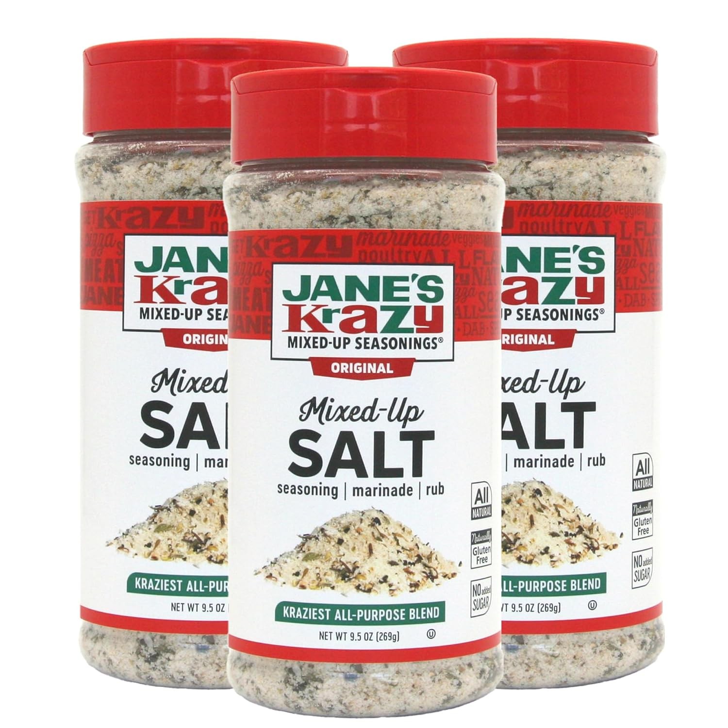 Jane’s Krazy Mixed-up Original Salt Blend 9.5 Oz (Pack Ounce of 3)