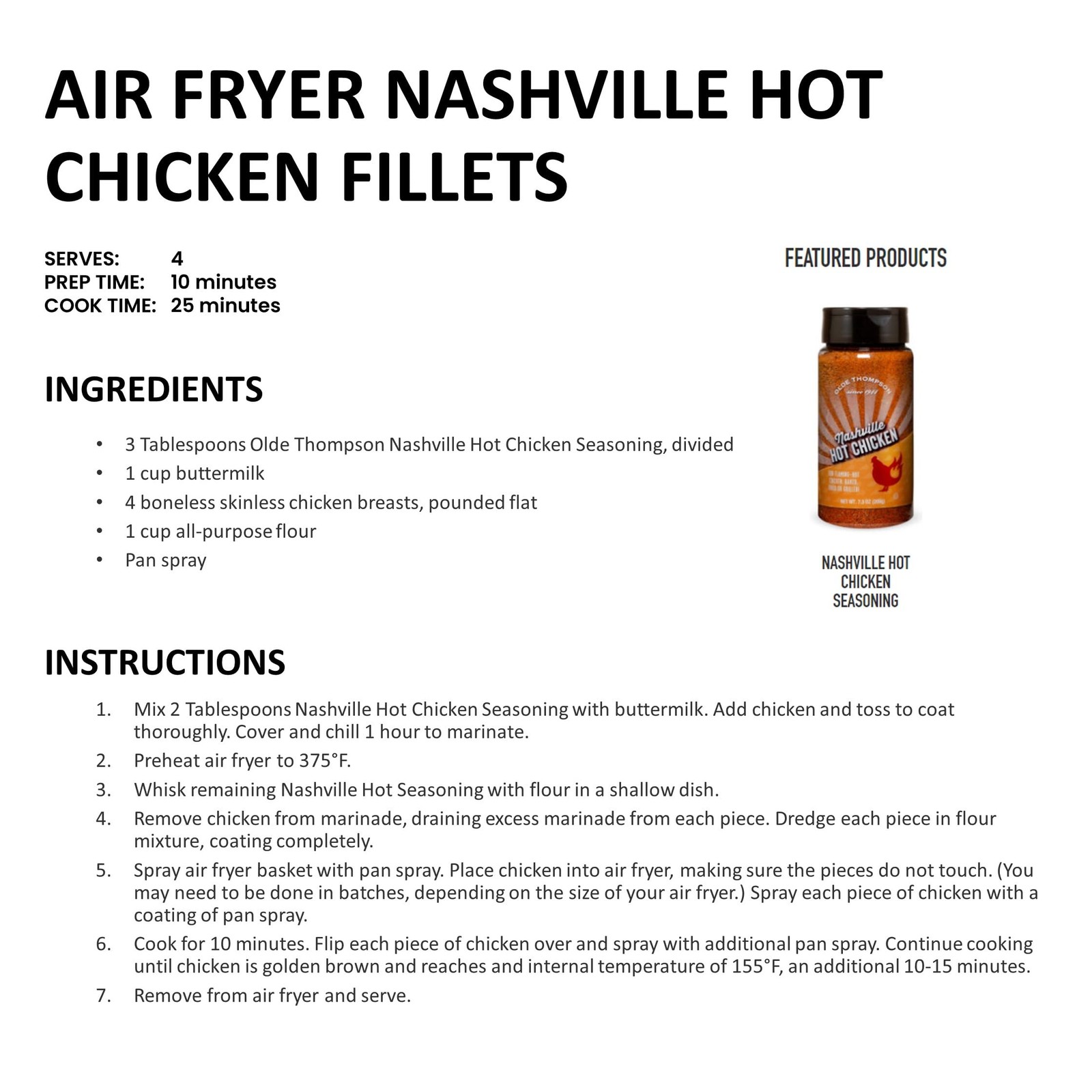 Olde Thompson 7.3 Ounce (Pack of 1), Nashville Hot Chicken Seasoning