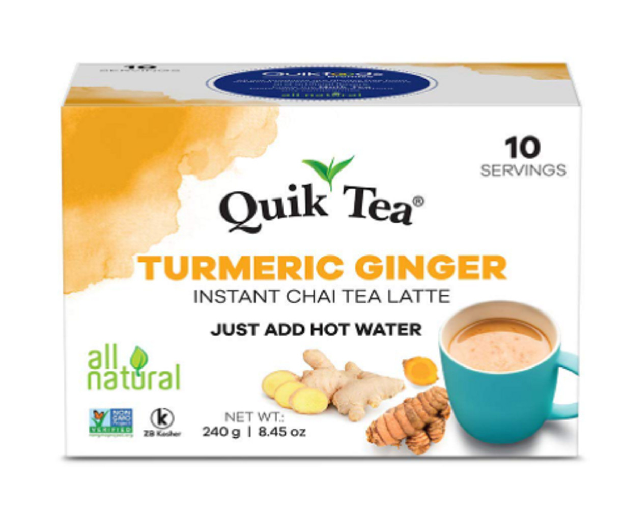 Quik Tea Turmeric Ginger Instant Chai Tea Latte – 10 Count Single Box