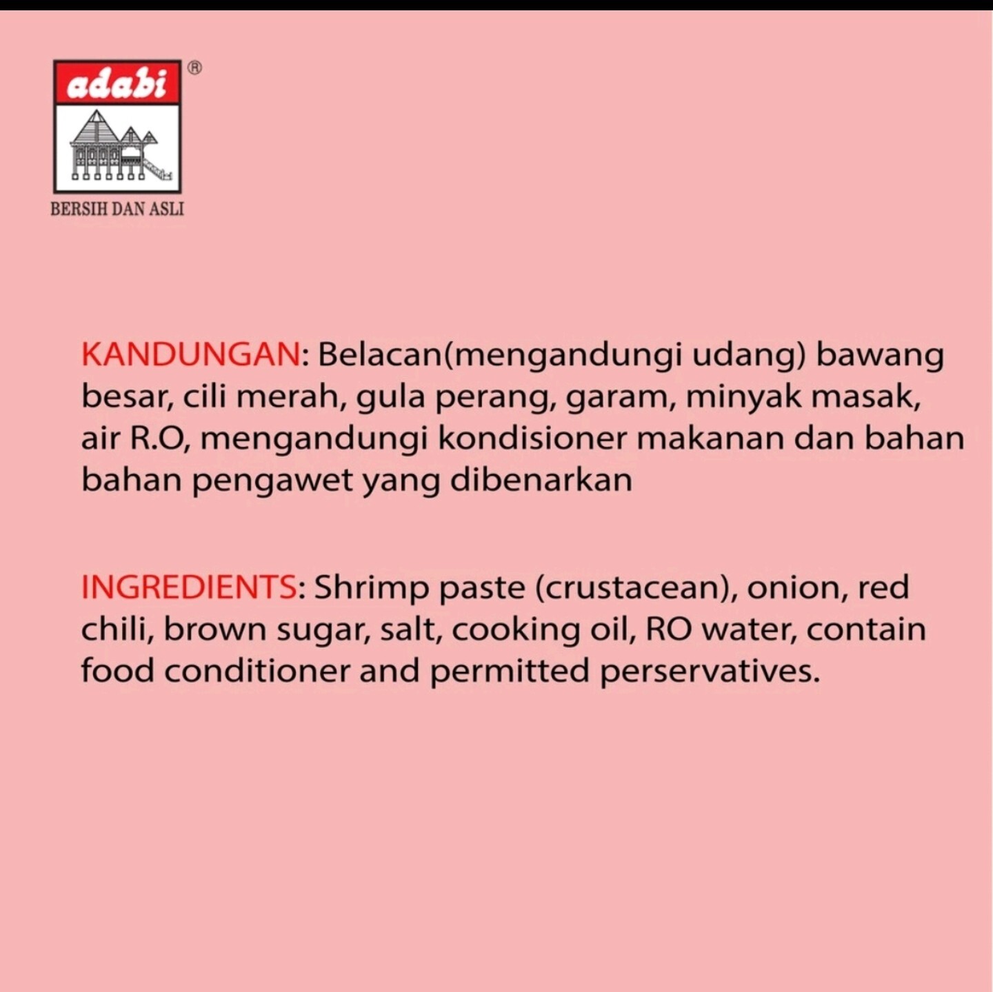 Adabi Spicy Sambal Belacan “Malaysian tradition style” 🌶️🌶️ 180g X 2