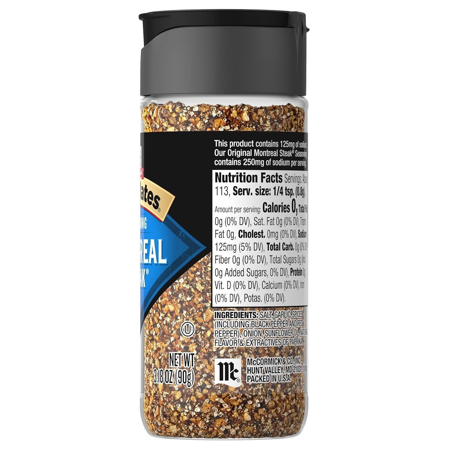 Reduced Salt Montreal Steak Seasoning 3.18 oz Perfect for Grilling