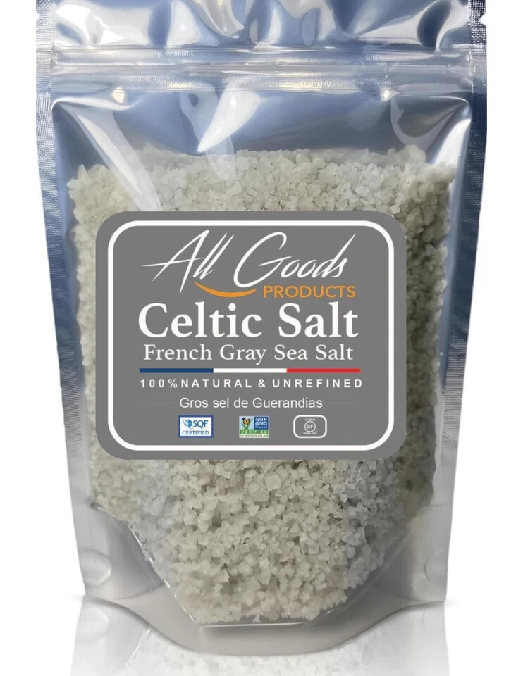 All Goods 5 Oz Coarse, Hand Harvested Celtic Salt Organic 82 Minerals Coarse, Fr