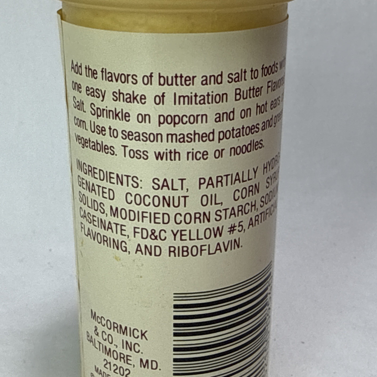 mccormick Imitation Butter Flavored Salt 1981 Vintage Kitchen Decor Movie Props
