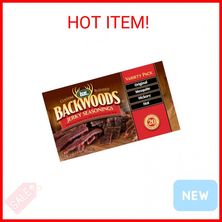 LEM Products Backwoods Jerky Seasoning Variety Pack, Includes Original, Hot, Mes