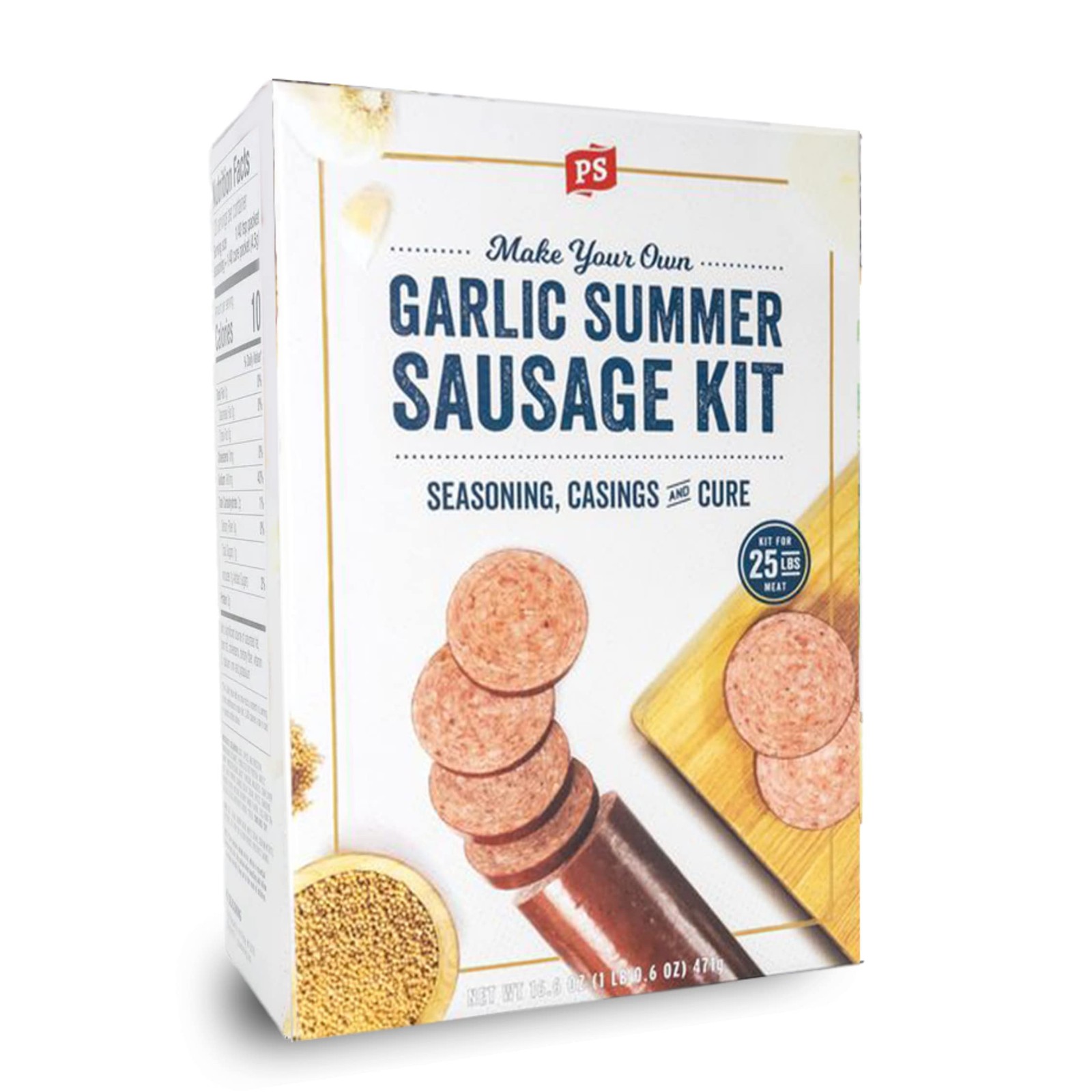 Garlic Summer Sausage Kit for up to 25 lbs of Meat – Includes Seasoning, Cure