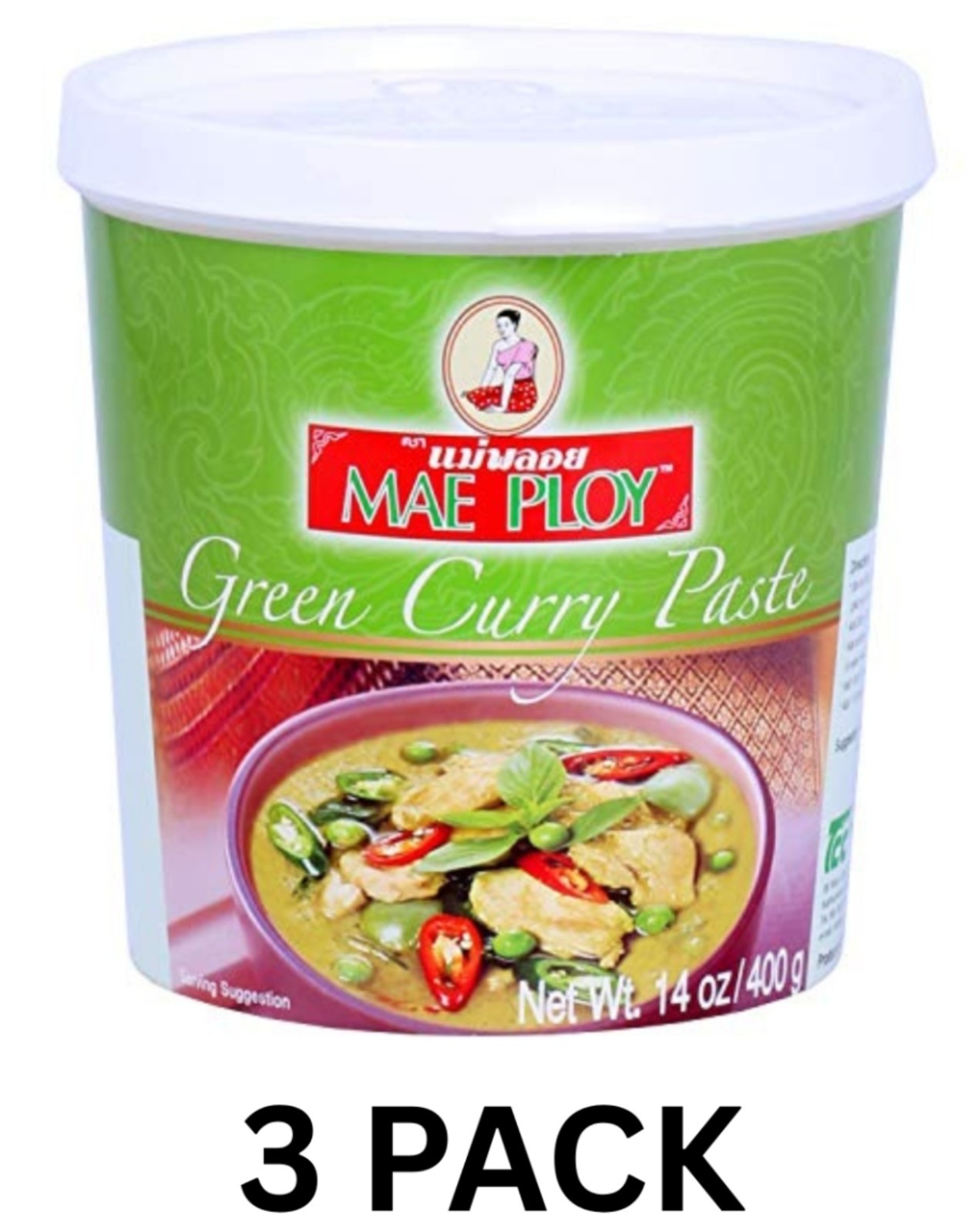 3x Green Curry Paste, Authentic Thai Green Curry Paste for Thai Curries & Other