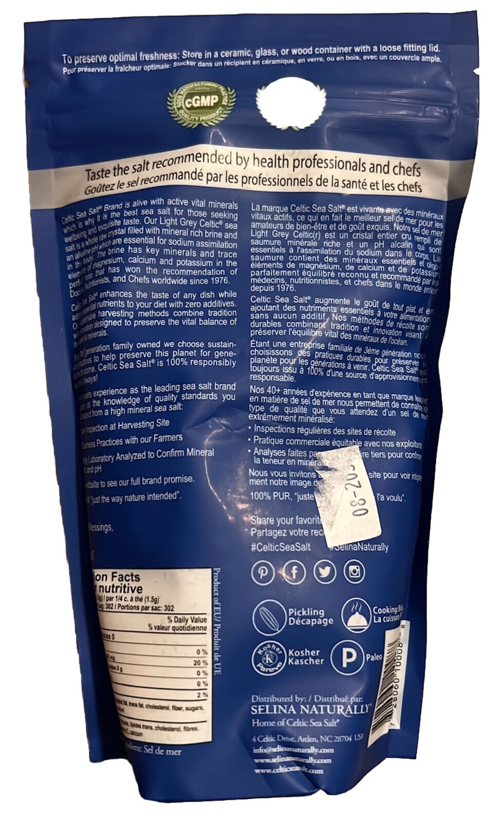 Light Grey Celtic Sea Salt 1 Pound Resealable Bag–Additive-Free,Gluten-Free,454G