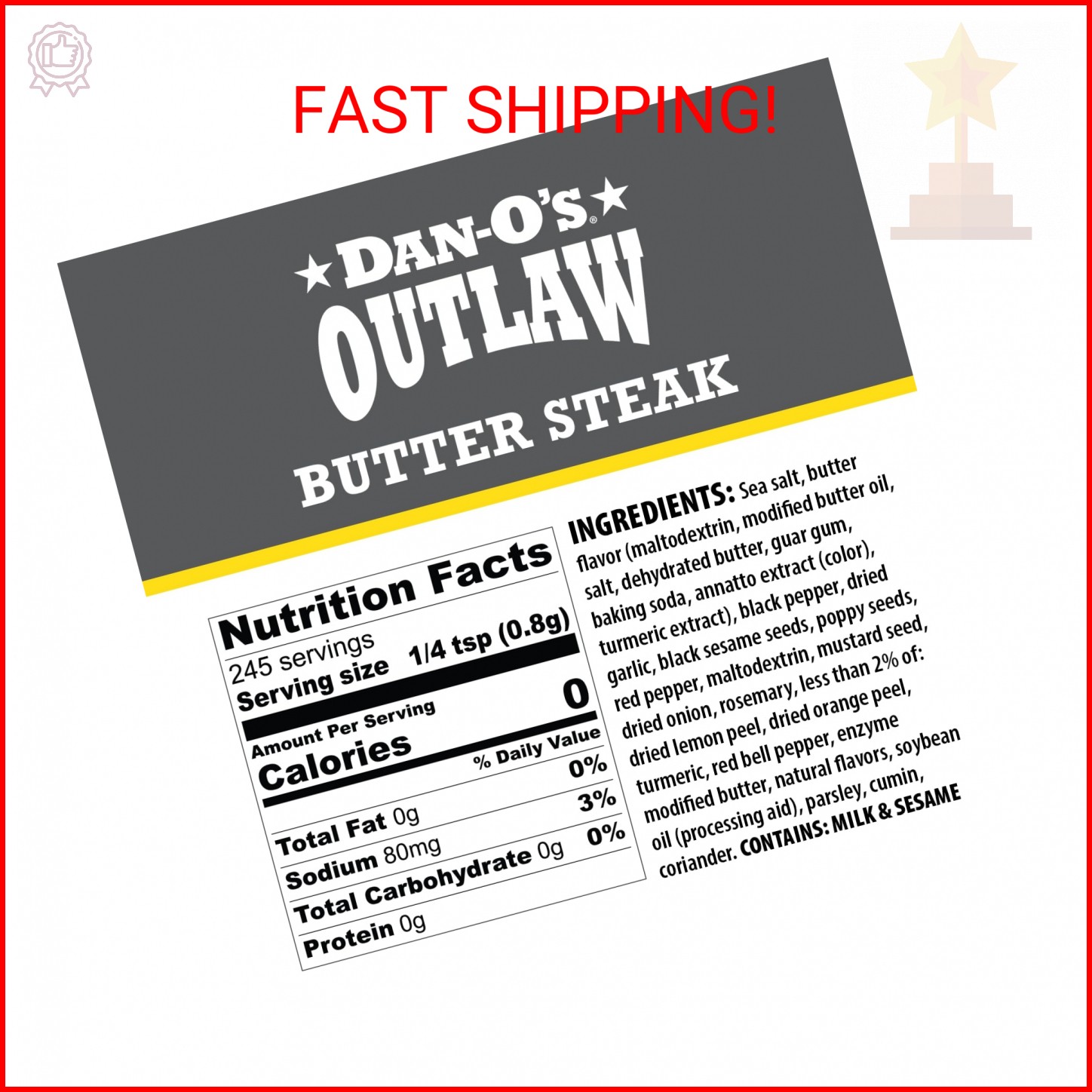 Dan-O’s Outlaw Seasoning Variety Pack – 3 Bottle Set – Butter Dust, Butter Steak