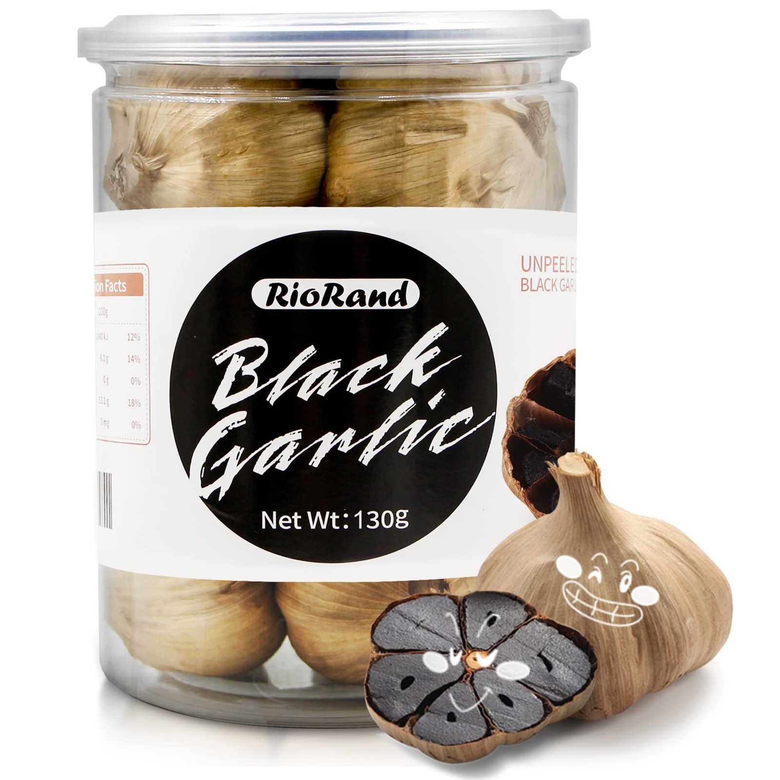 RioRand Black Garlic Whole & Peeled 90-Day Fermented Ready for Eat 130g&0.28 Lbs