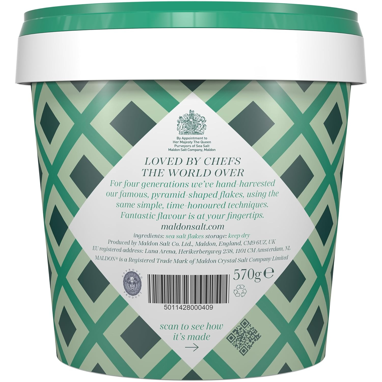 Salt, Sea Salt Flakes, 20 Oz (570 G), Resealable Tub, Kosher, Natural, Handcraft