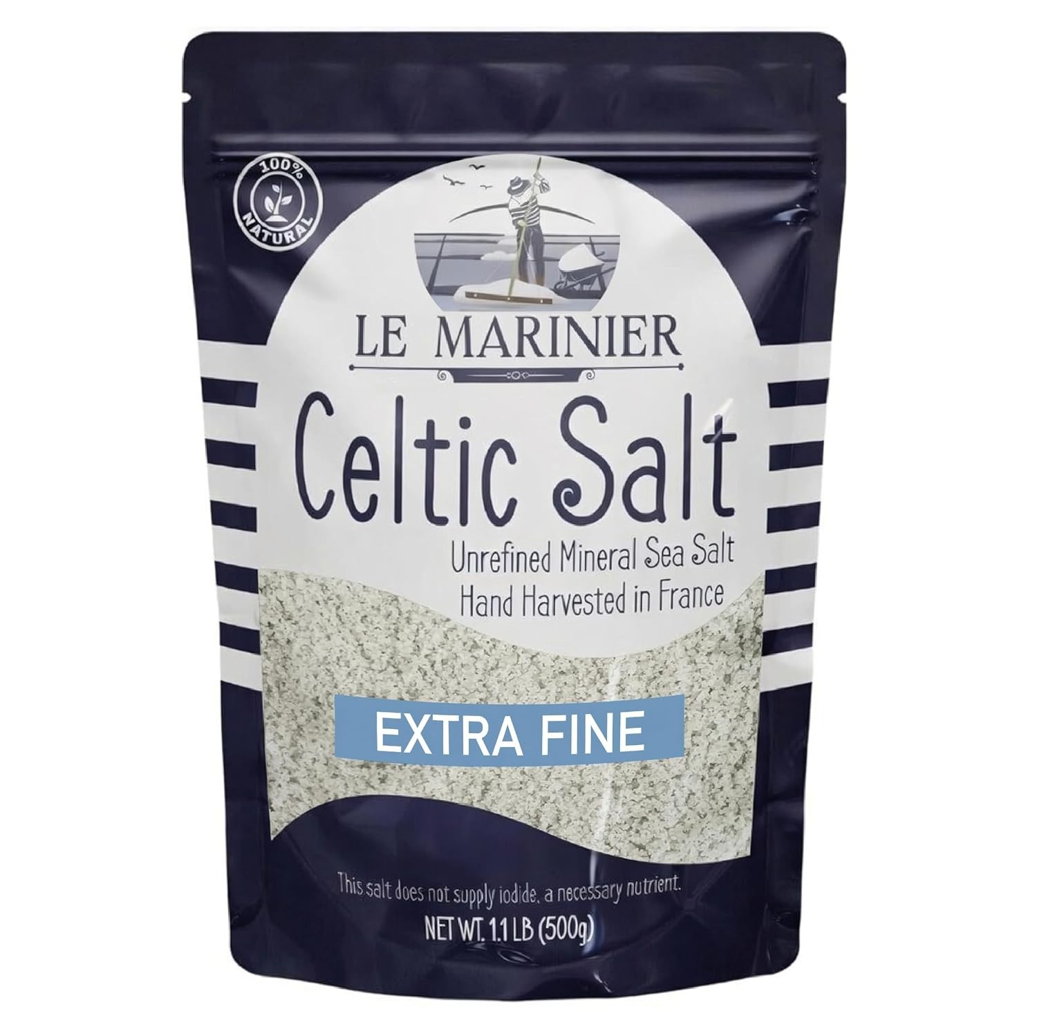 Light Grey Celtic Sea Salt Natural No Additives Hand Harvested Resealable Bag