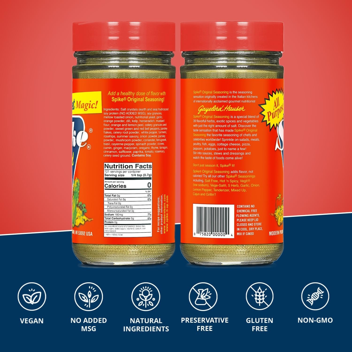 Spike Original All Purpose Seasoning Salt MSG Free Herb Spice Blend 3oz (2 Pack)