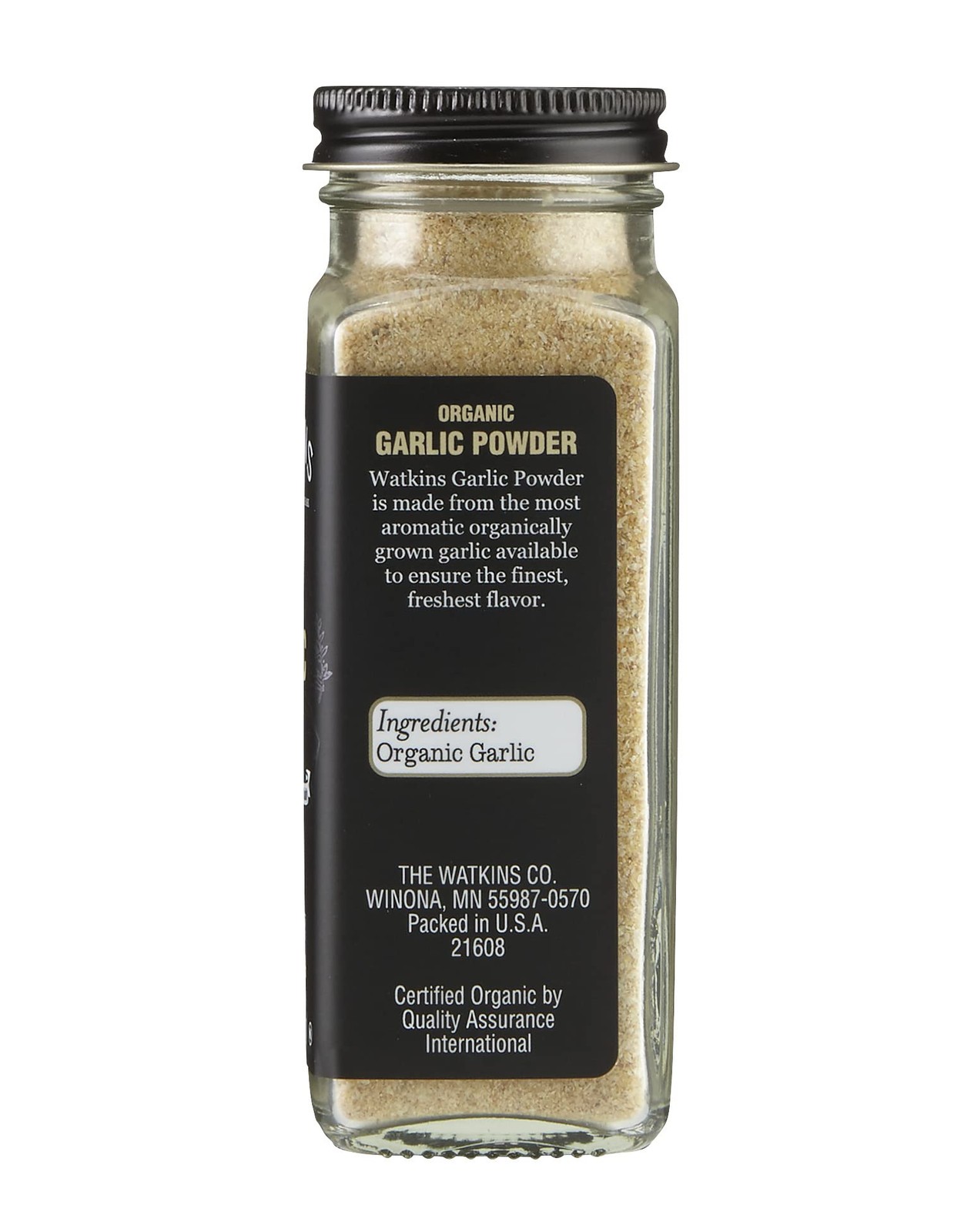 Watkins Gourmet Organic Garlic Powder 3.1 Ounce Glass Grinder Organic Spices