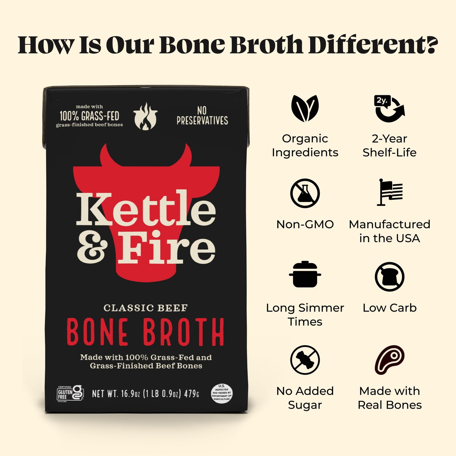 Kettle and Fire Beef and Chicken Bone Broth, Keto, Paleo, Whole 30 Approved, …