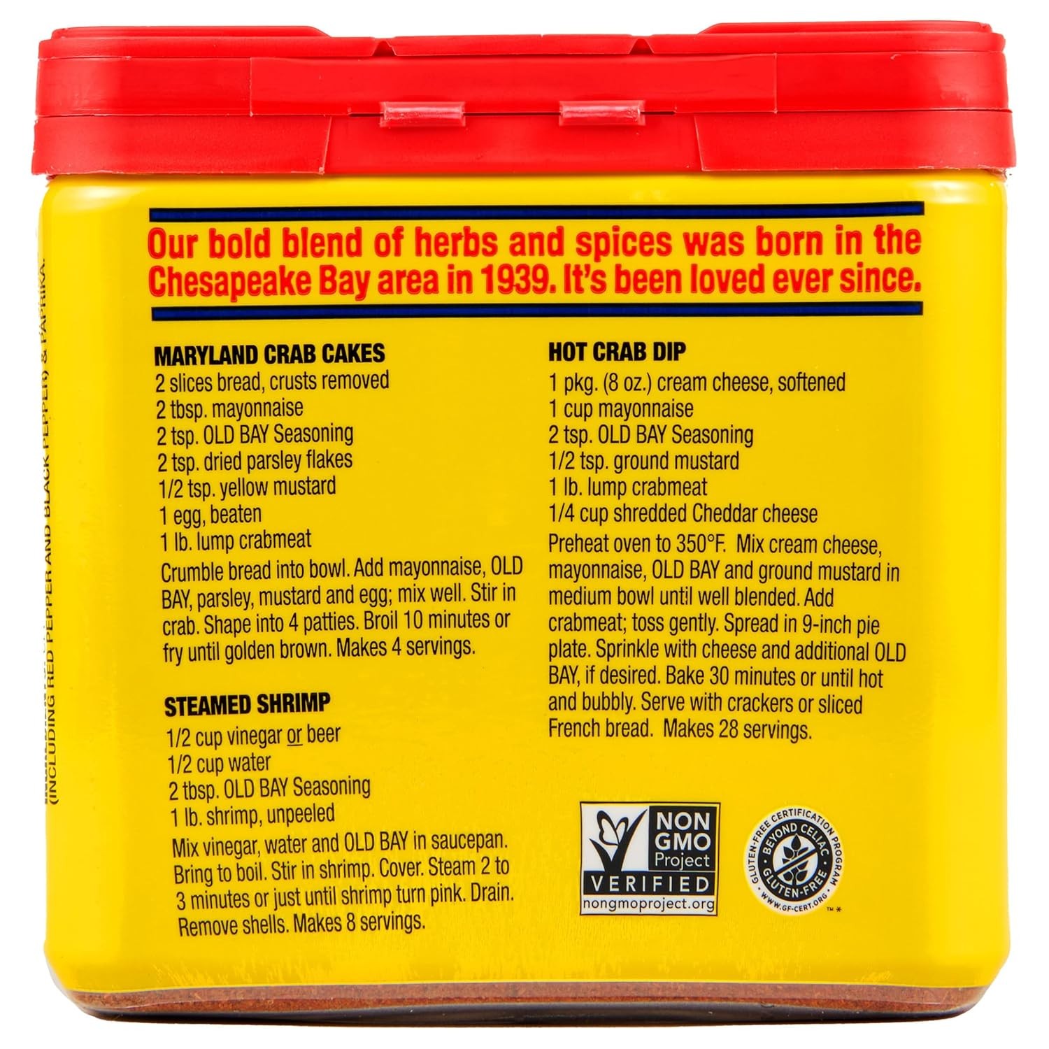 OLD BAY Seasoning, Classic Seafood, Non GMO, Gluten Free, 6 oz