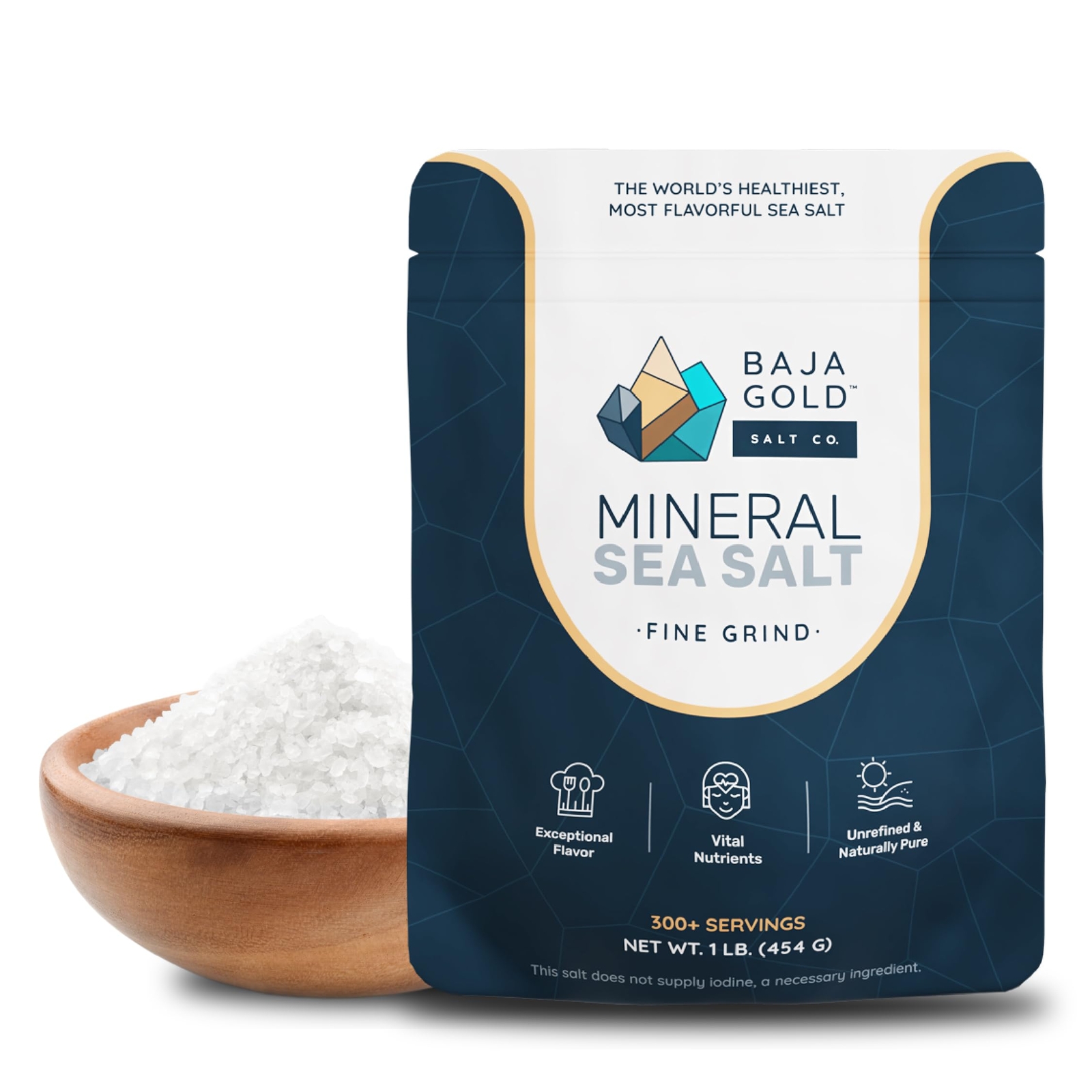 Mineral Sea Salt, Fine Grind, 1 Lb. Bag