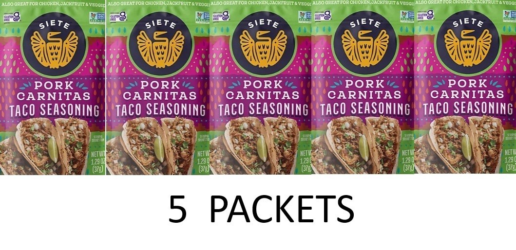SIETE PORK CARNITAS Taco Seasoning Mix 1.29 oz Packet GLUTEN FREE – 5 PACKETS