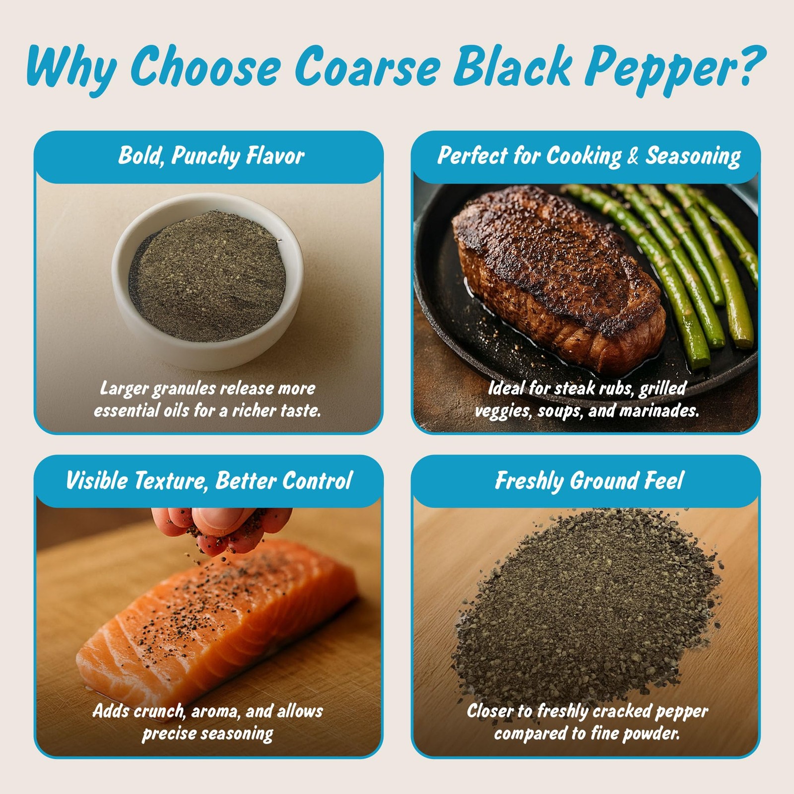 USDA Organic Coarse Ground Black Pepper, Lab Tested for Heavy Metals, Reseala…