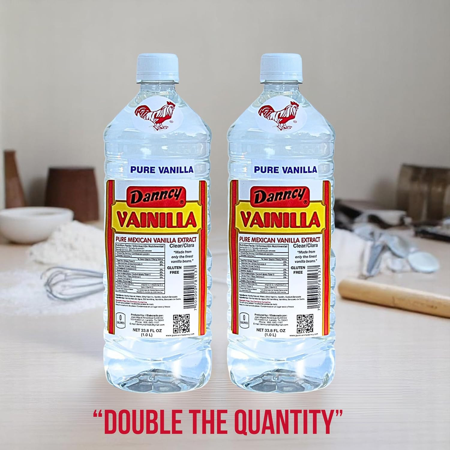 Danncy Vanilla Clear 33.8 Fl Oz (1L) 2 Pack – Authentic Mexican Vanilla Flavor
