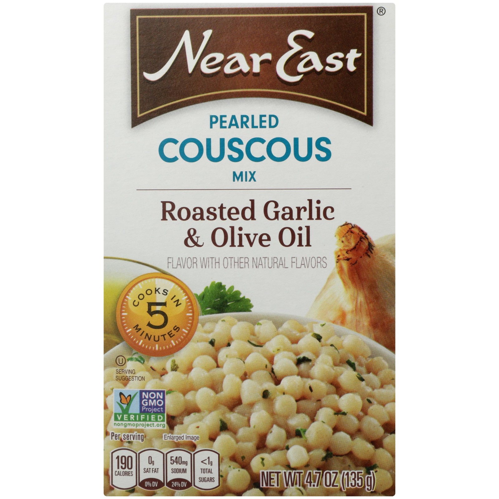 Near East Pearled Couscous Roasted Garlic & Olive Oil, 4.7 Ounce (Pack of 1)