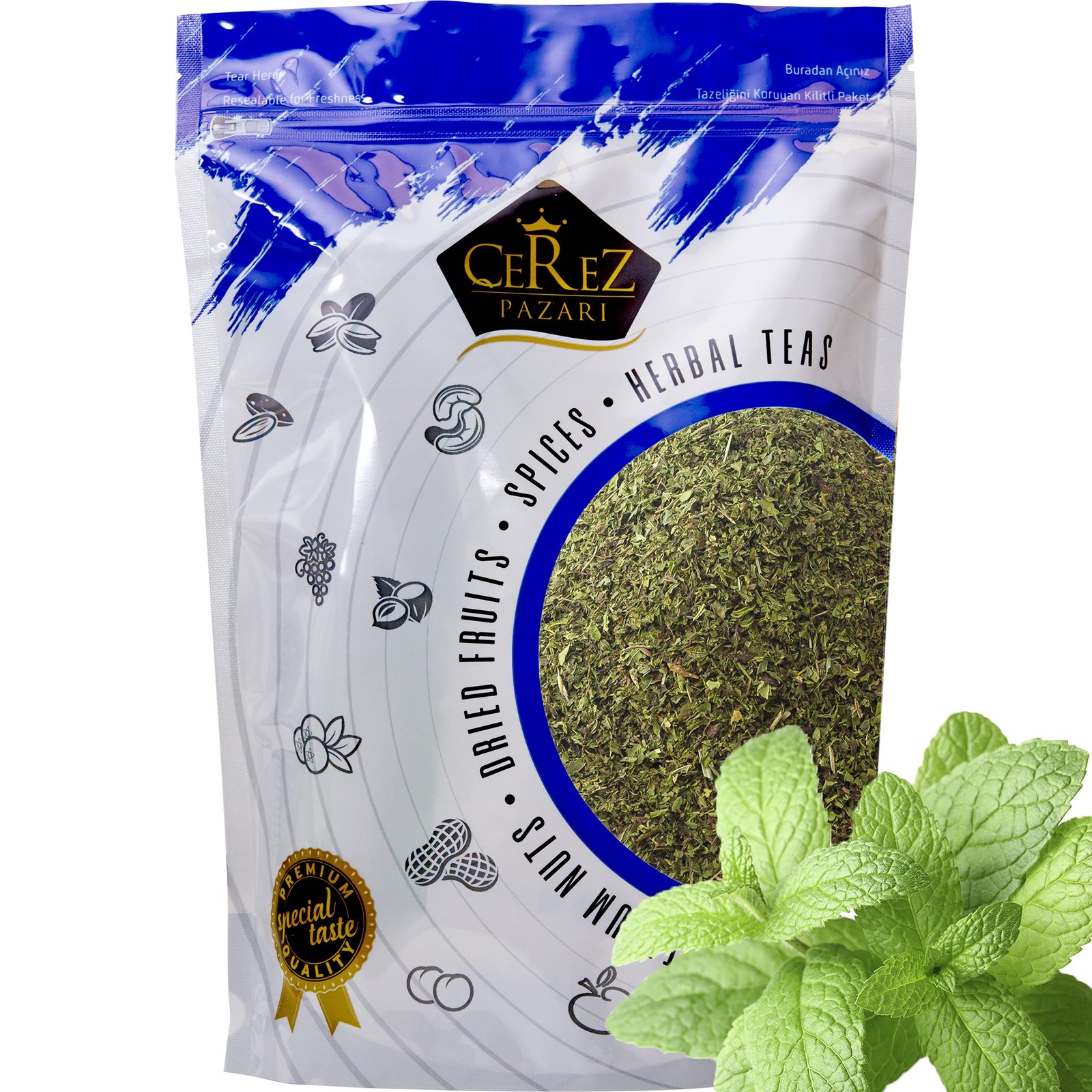 Dried Mint Leaves Spearmint Turkish Crushed Peppermint Tea 1lb Resealable Bag