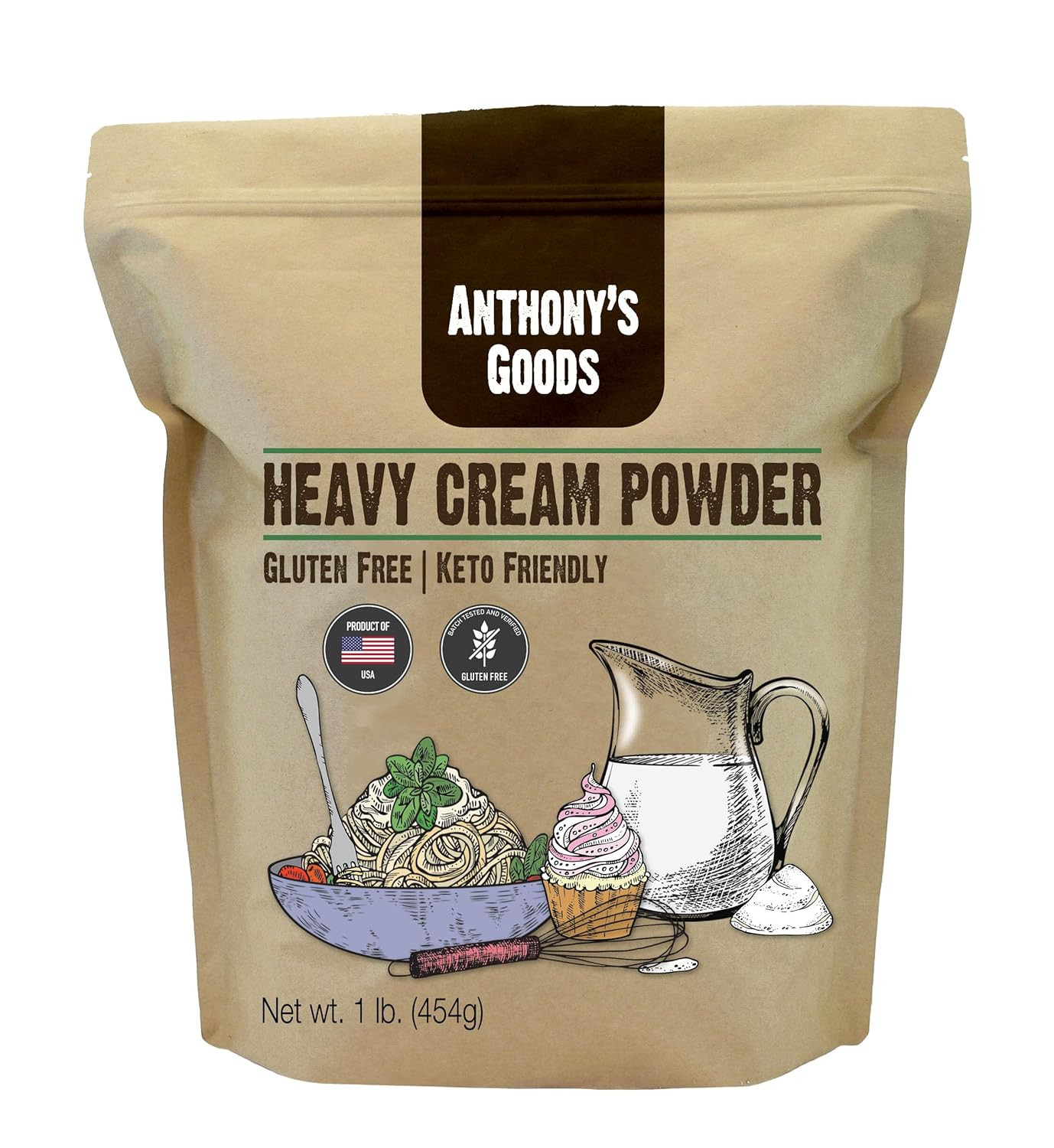 Anthony’S Heavy Cream Powder, 1 Lb, Gluten Free, Non-Gmo, Keto Friendly, Product