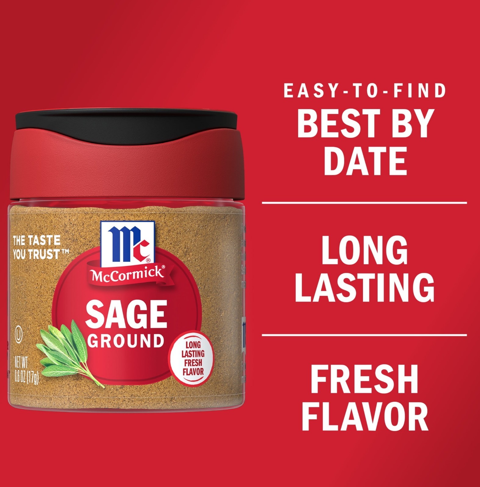 McCormick Ground Sage, Kosher, 0.6 oz Bottle