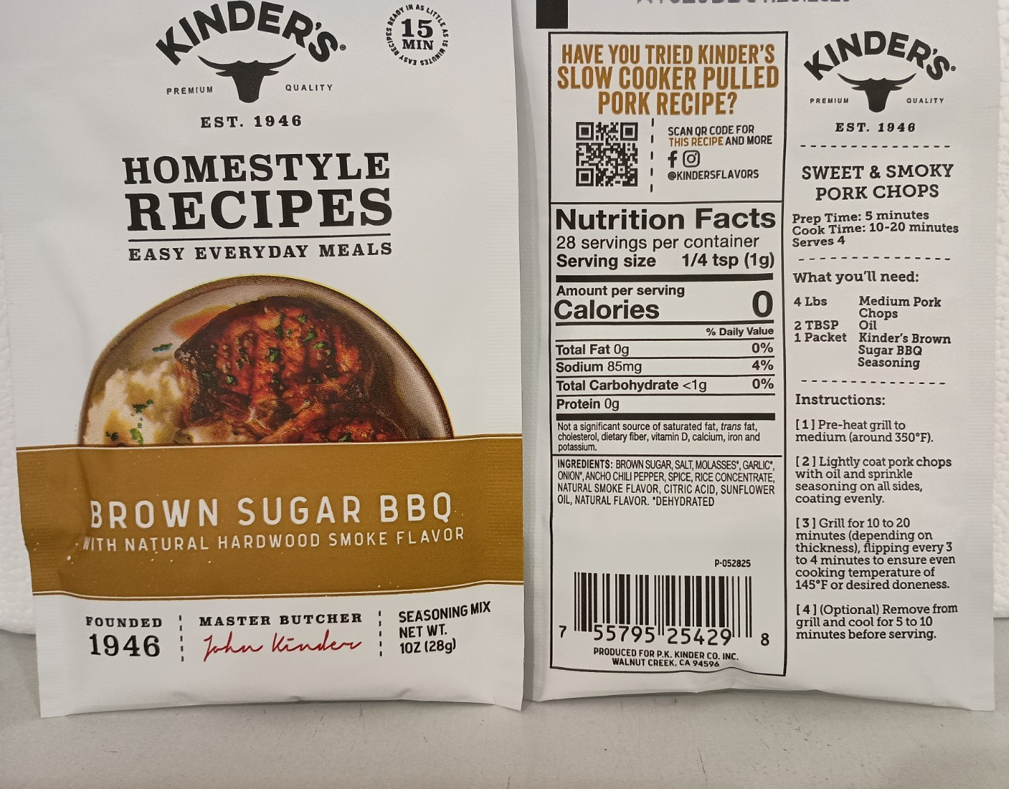Kinder’s® Homestyle Recipes Brown Sugar BBQ Seasoning Mix 1 oz Packet (2 Pack)