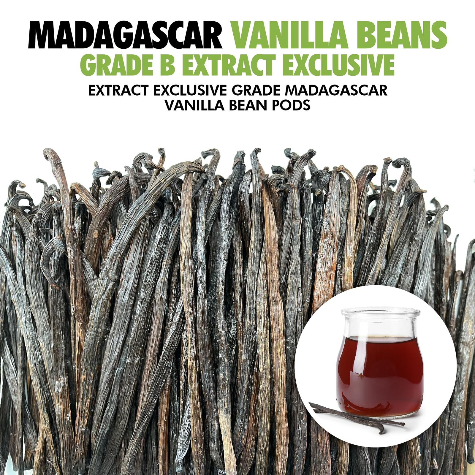 55 Organic Madagascar Vanilla Extract Exclusive Grade B Beans| 4″ – 5″ by FIT…
