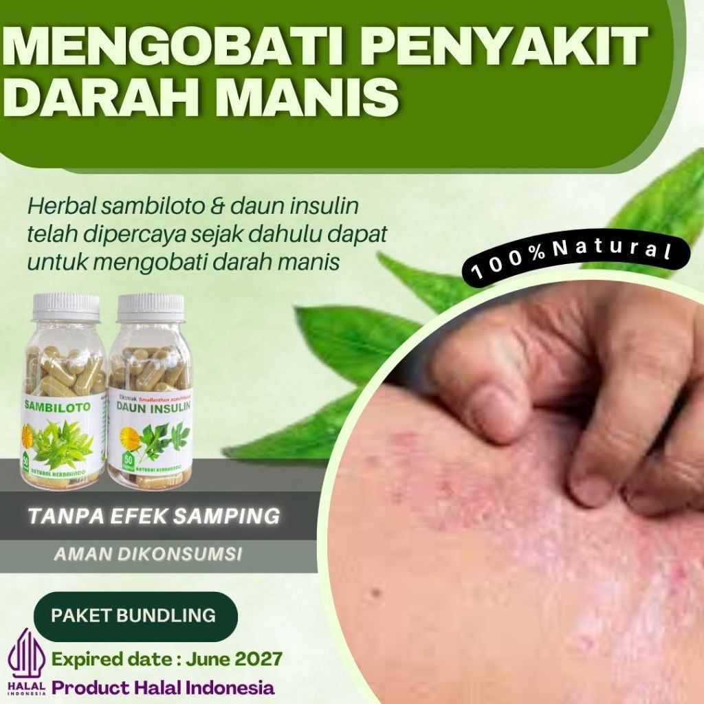 Indonesian Herbal Capsules Sambiloto & Insulin Leaf 2x50s Bottles Indonesia