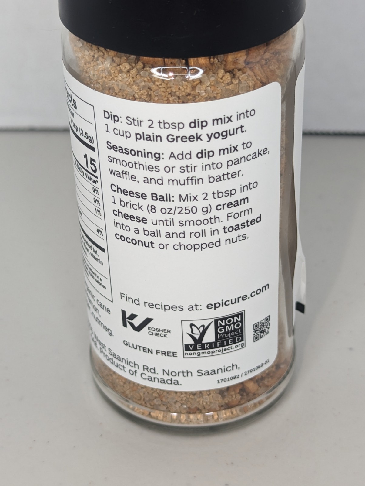 Epicure Baked Apple Sweet Dip Mix 4.1 Oz Glass Jar Gluten Free