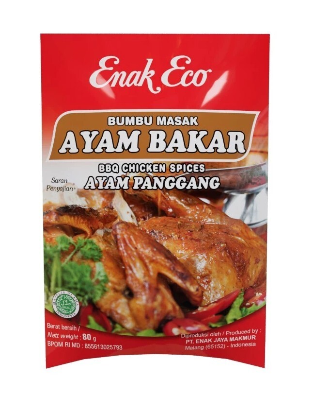 Enak Eco, Indonesian Seasoning, Bumbu Masak, Ayam Bakar, 80g (Pack of 1)