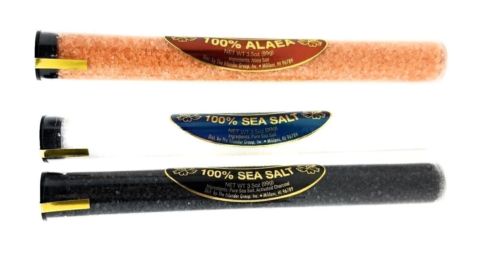 Hawaii Islander Assorted Blend Sea Salt Three Tubes (Classic Blend Black, Red
